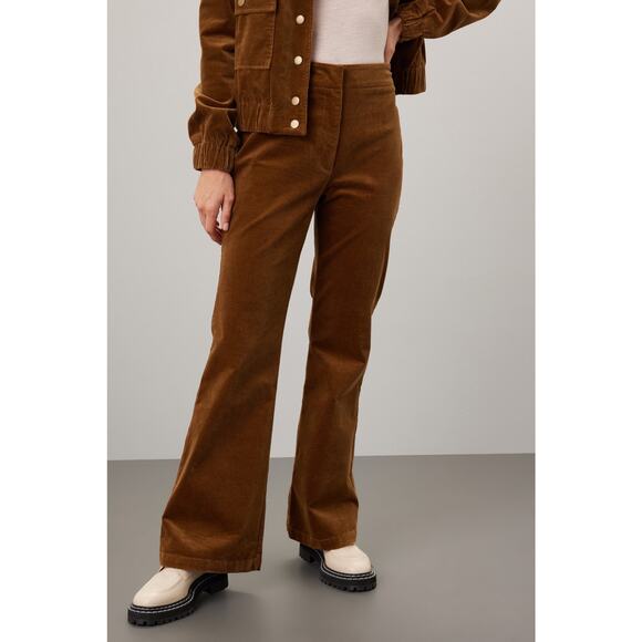 Adam Lippes Brown Retro 70s Corduroy Flare Leg High Rise Pants Size 16 - Picture 2 of 13